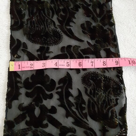 Symphony Designs Women's Black Burnout Velvet Floral Sheer Silk Blend Scarf - Picture 7 of 8